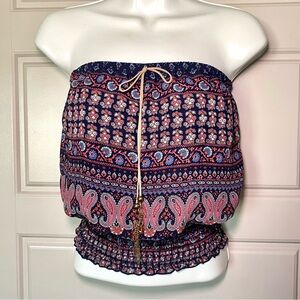 Deadstock Bohemian Strapless Paisley Tube Top